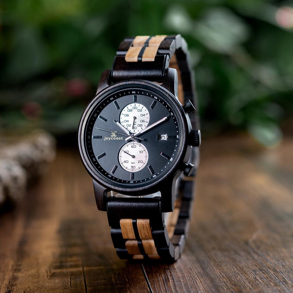 Joycoast Hades Two-Tone Walnut Chronograph Wooden Watch