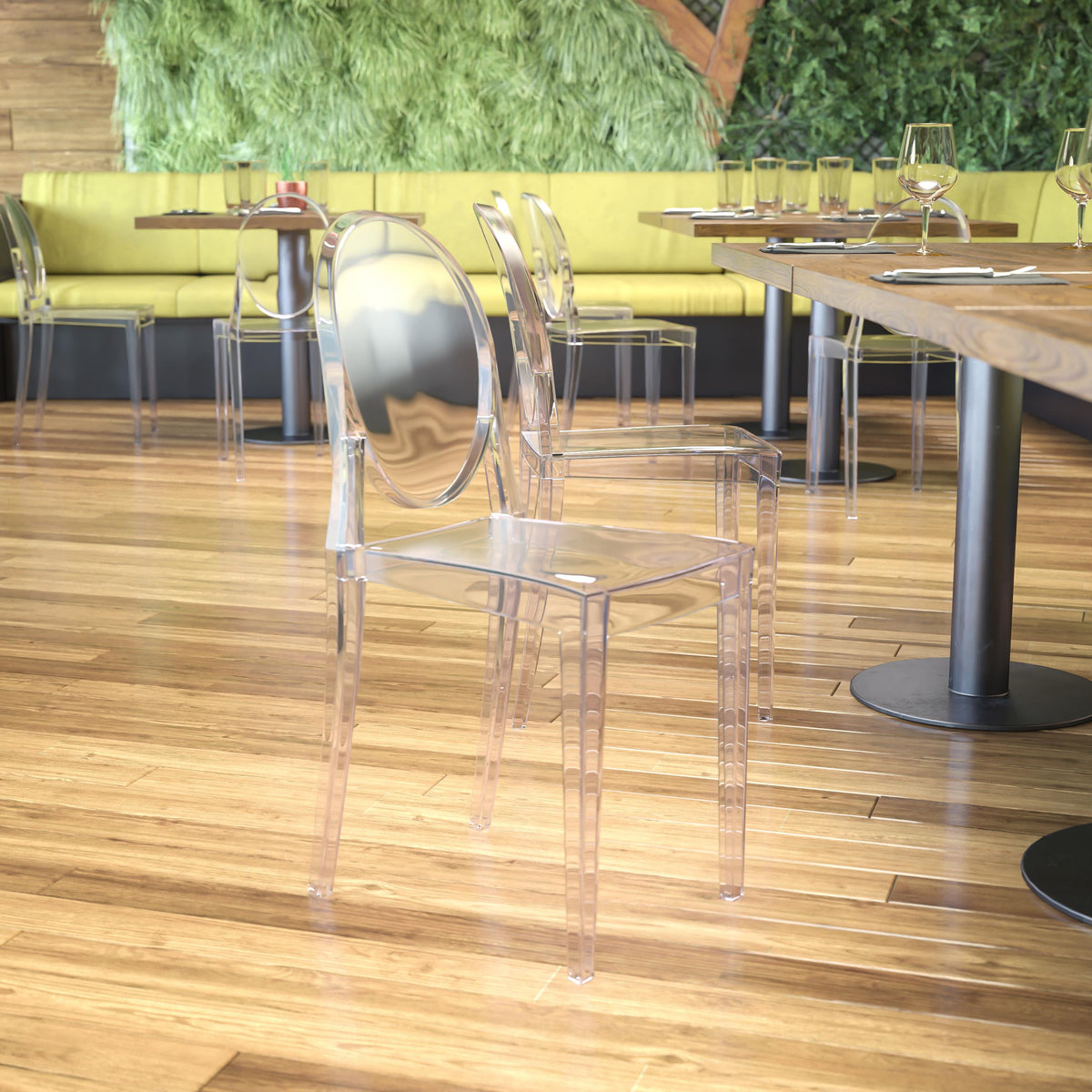 Flash Furniture Ghost Side Chair in Transparent Crystal