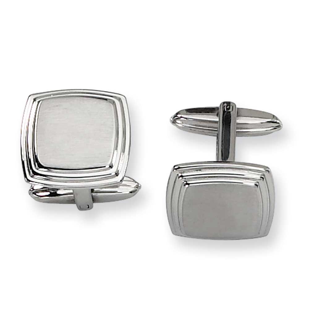 Distinctive Stainless Steel Brushed and Polished Cuff Links