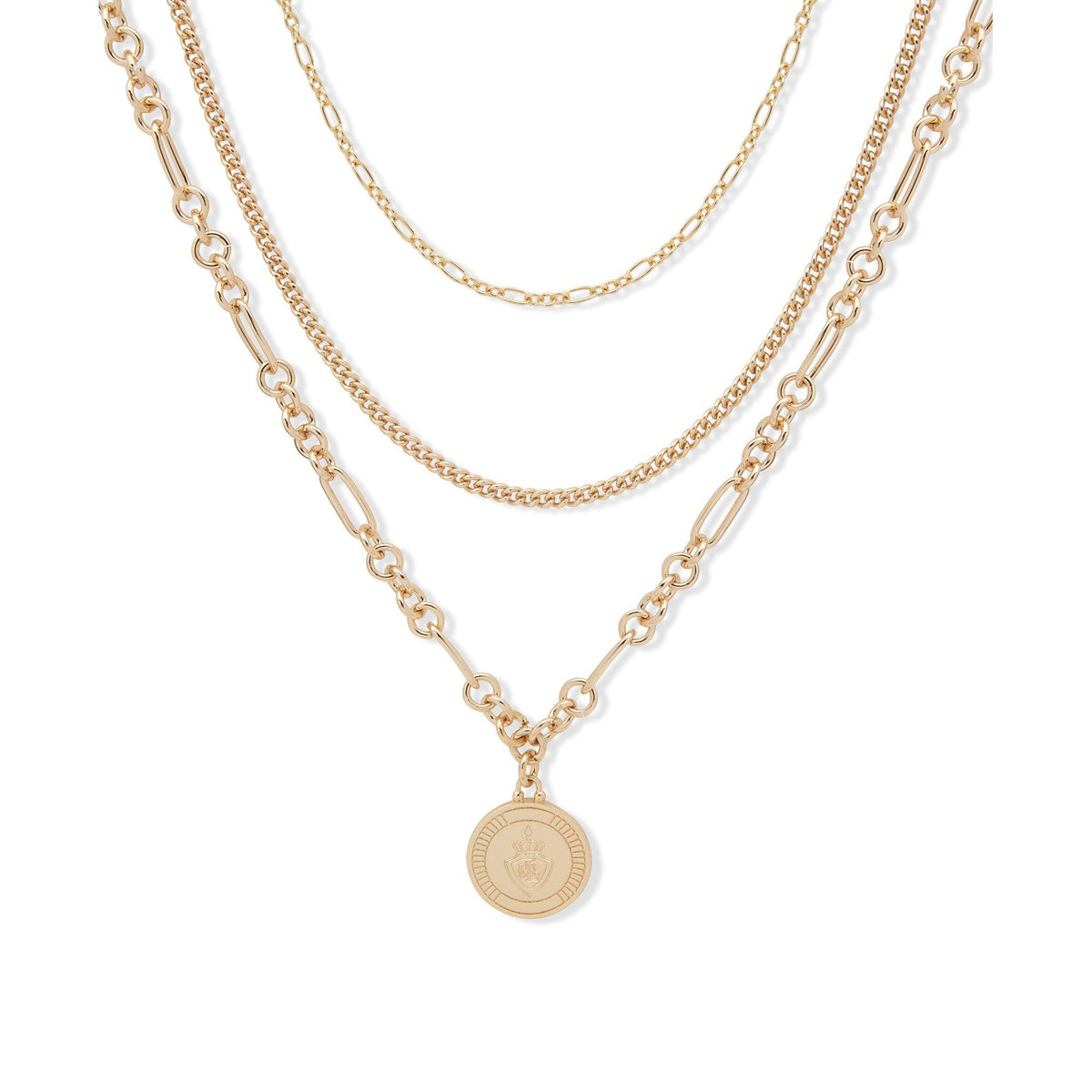 Polo Ralph Lauren Multi-Row Pendant Necklace Gold