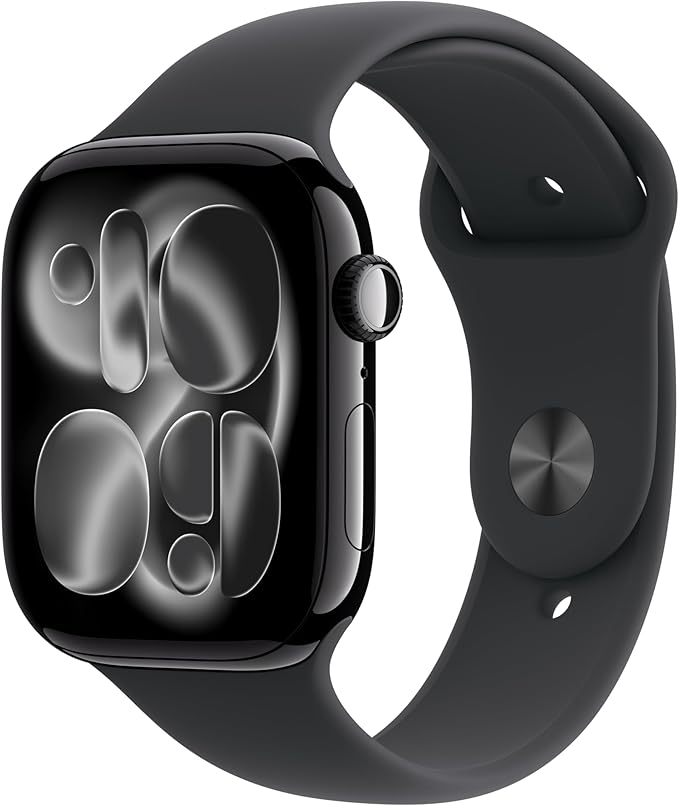 Apple Watch Series 11 GPS 46mm Jet Black Aluminum Case with Black Sport Band - M/L