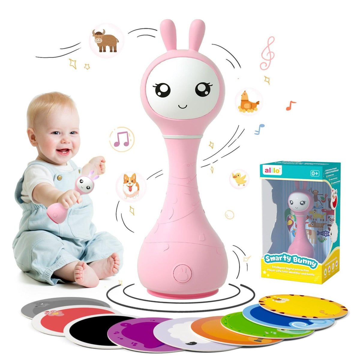 Alilo R1 Smarty Bunny Baby Light Up Toy Pink - Ages 0-24 Months