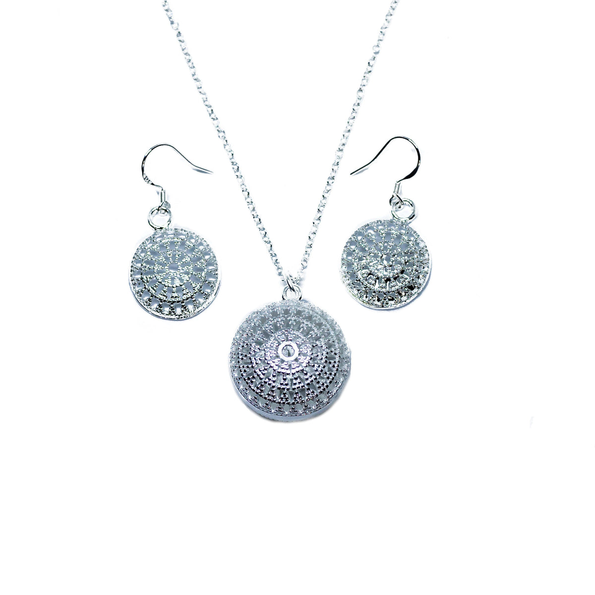 Completely Bella Art Deco Disc Pendant and Earring Set