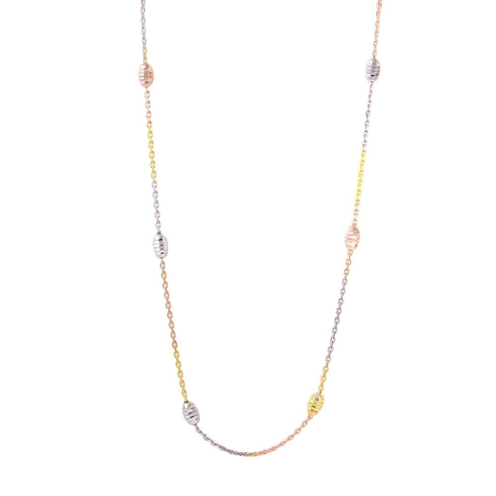 PARIKHS 36" Diamond Cut Oval Multi-Plated Italian Necklace in 925 Sterling Silver