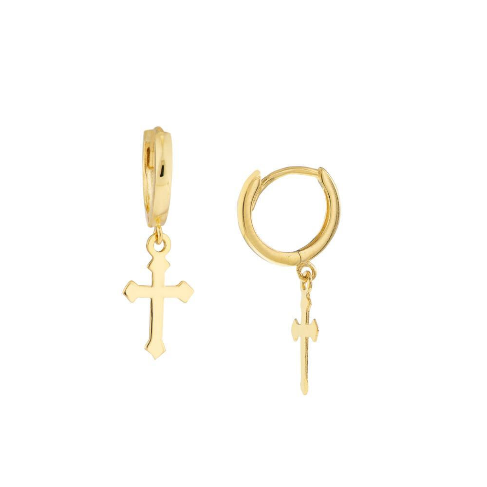 HAWLEY ST Mini Huggie Hoop Earrings with Cross Drop