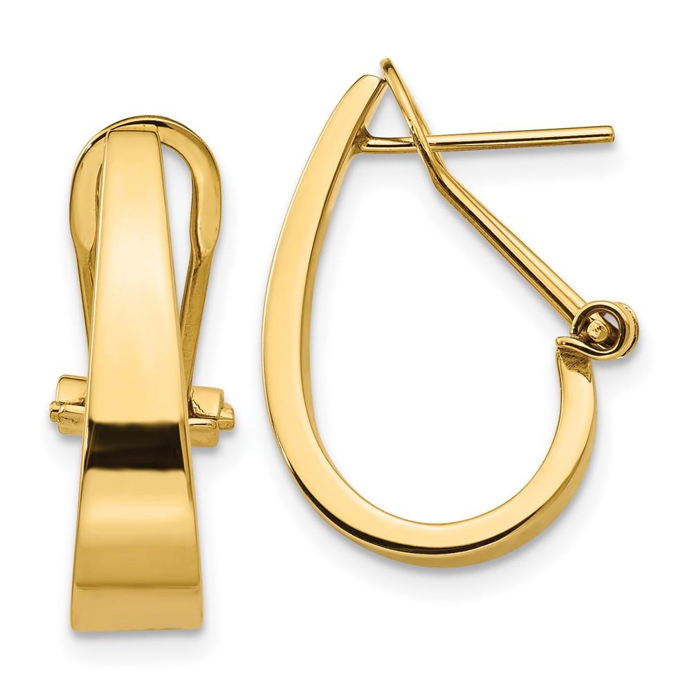 Distinctive 14k Polished J-Hoop Omega Back Post Earrings