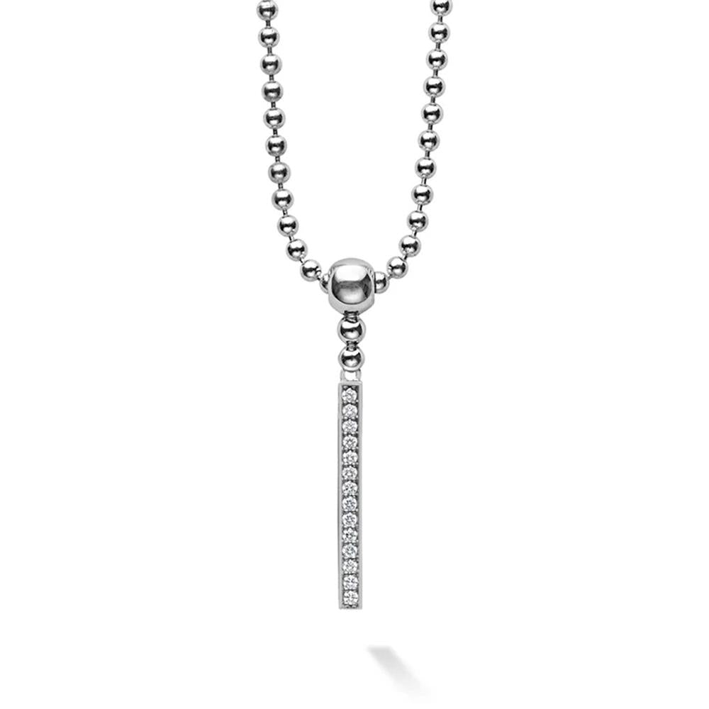 Lagos Linear Diamond Pendant Necklace Size 35mm x 3mm