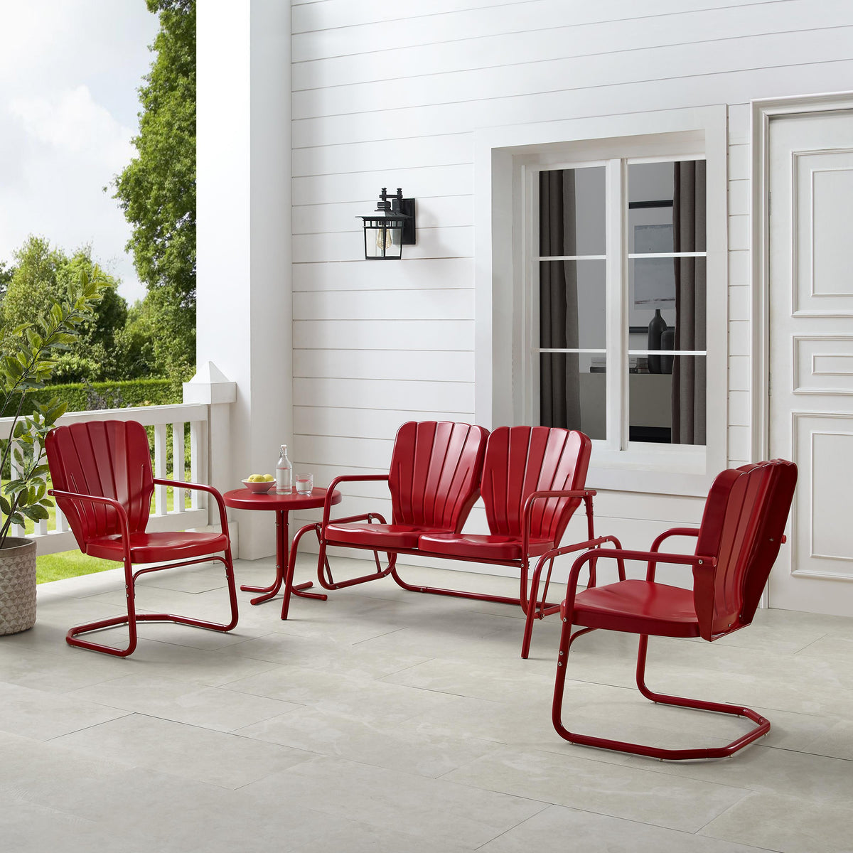 Crosley Outdoor Ridgeland 4Pc Retro Outdoor Loveseat Glider Patio Set