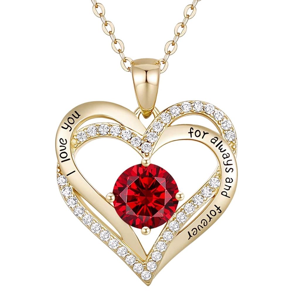 GENEVIVE Twin Red Heart Necklace Size 18"