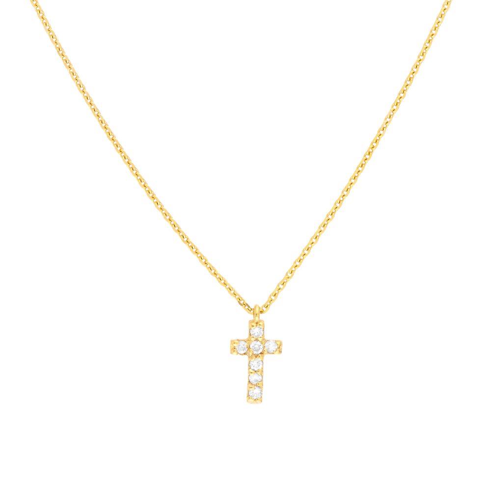 HAWLEY ST Diamond Mini Cross Adjustable 18" Necklace