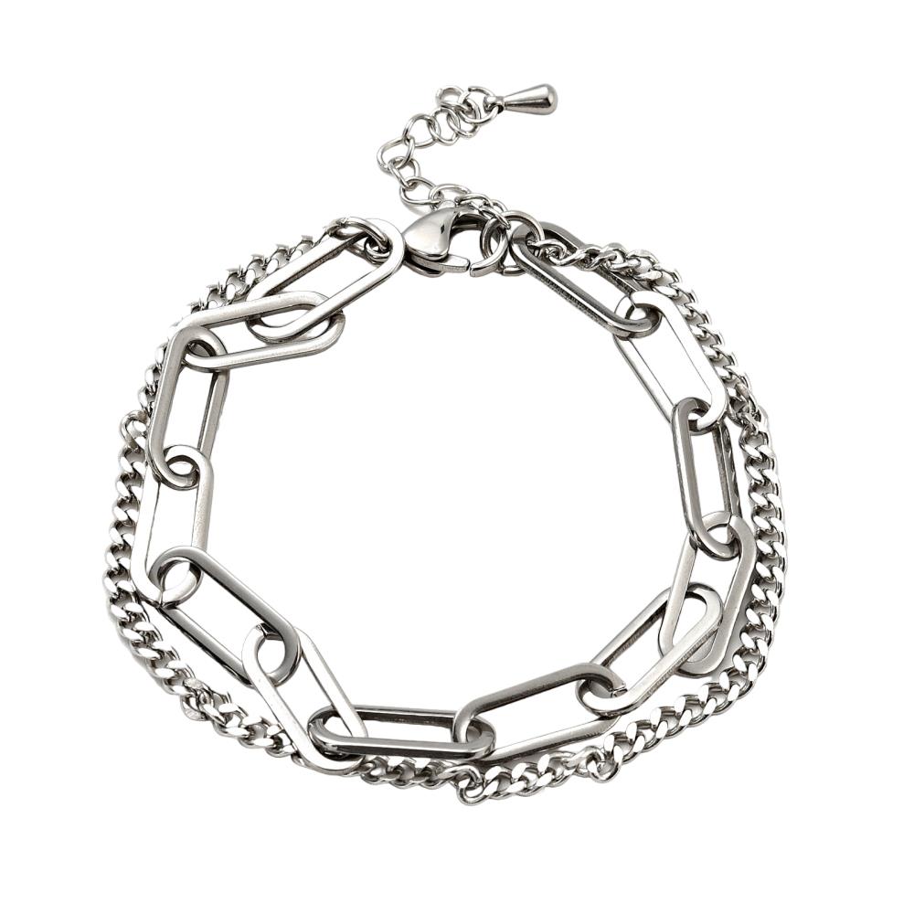 DKD Double Chain Bracelet in Silver