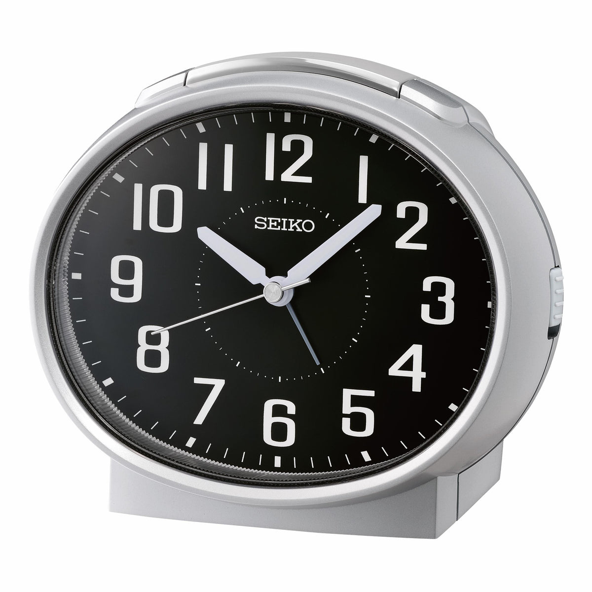 Seiko Clocks Bedside Alarm, Quartz, Silver-Tone