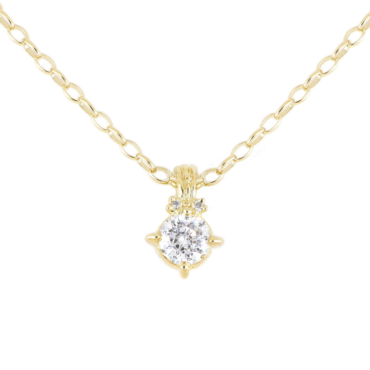 John Medeiros Diamante 2 Carat CZ 102 Facets Necklace - Gold. 16"L. Lobster claw clasp closure.