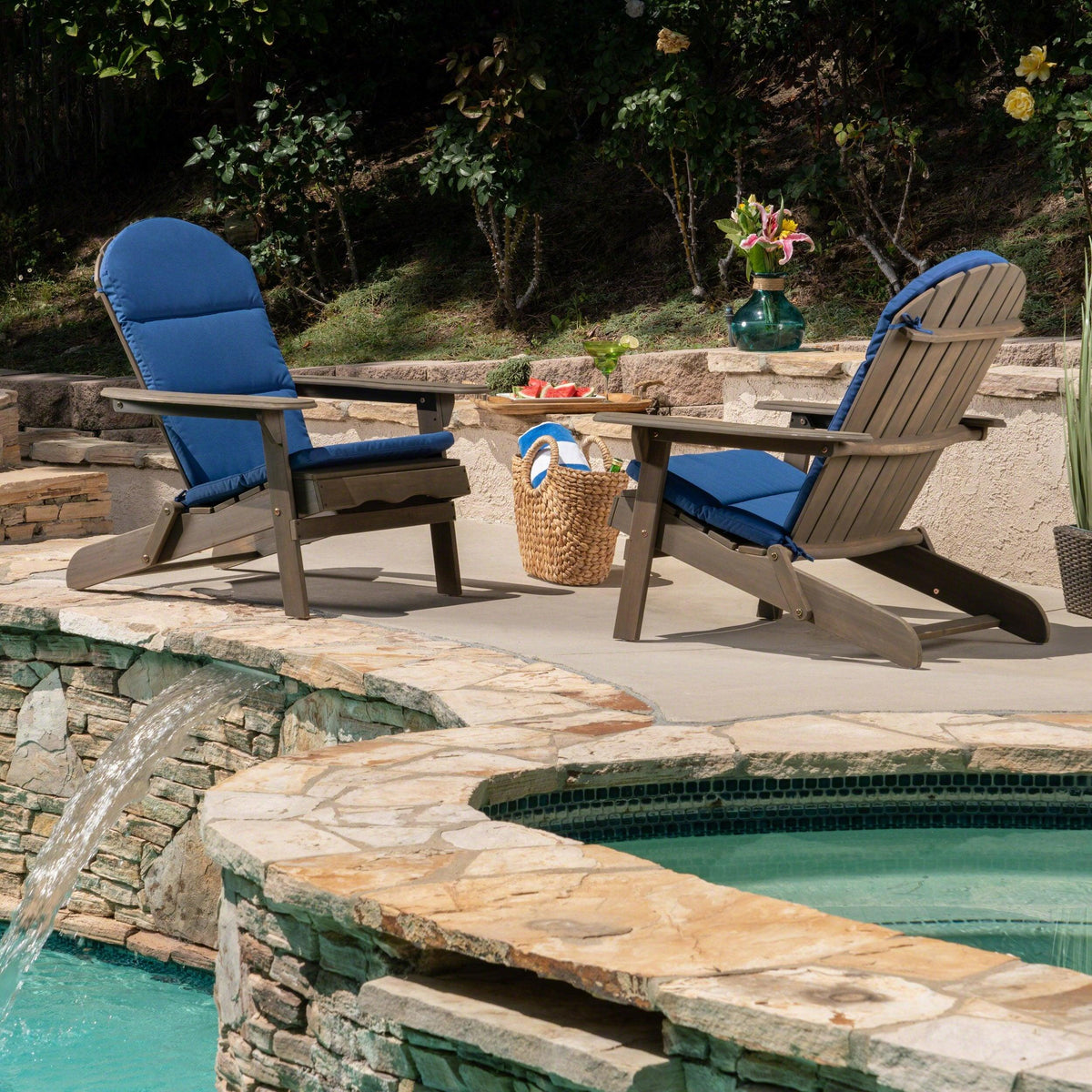 Stark Home Malibu Outdoor Acacia Wood Adirondack Chairs (2)
