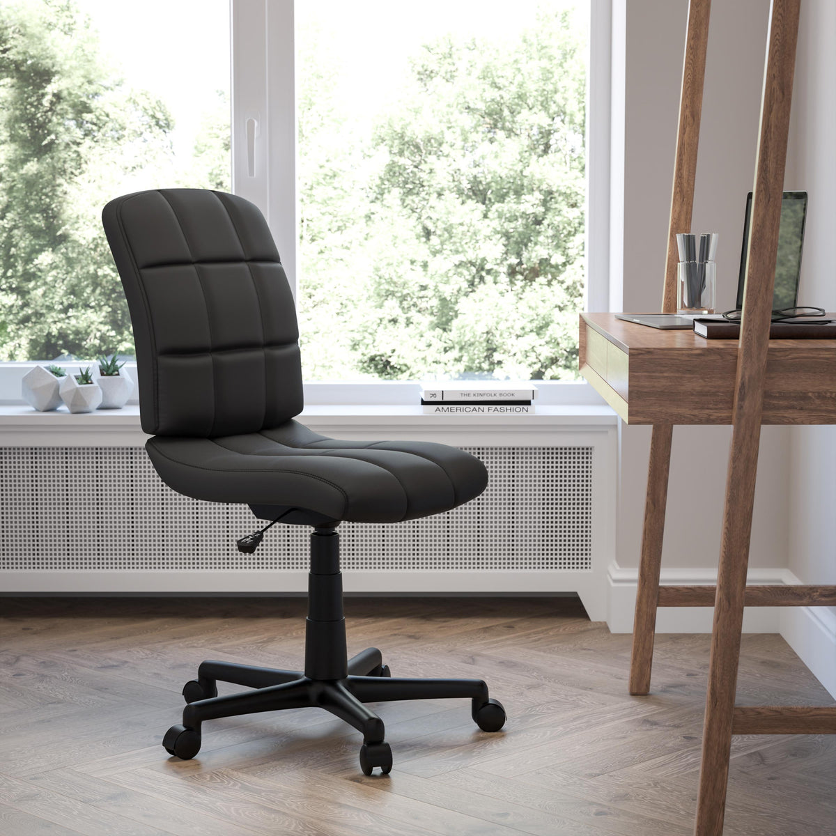 Flash Furniture Mid-Back Gray Quilted Vinyl Swivel Task Office Chair