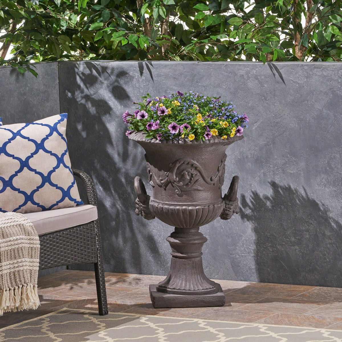 Stark Home Roman Botanical Concrete Chalice Garden Planter