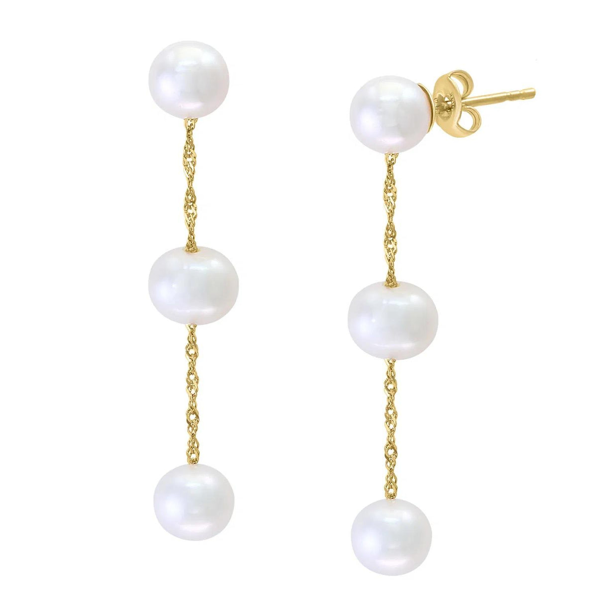 LALI Jewels 14K Yellow Gold White Fresh Water Pearl Earring