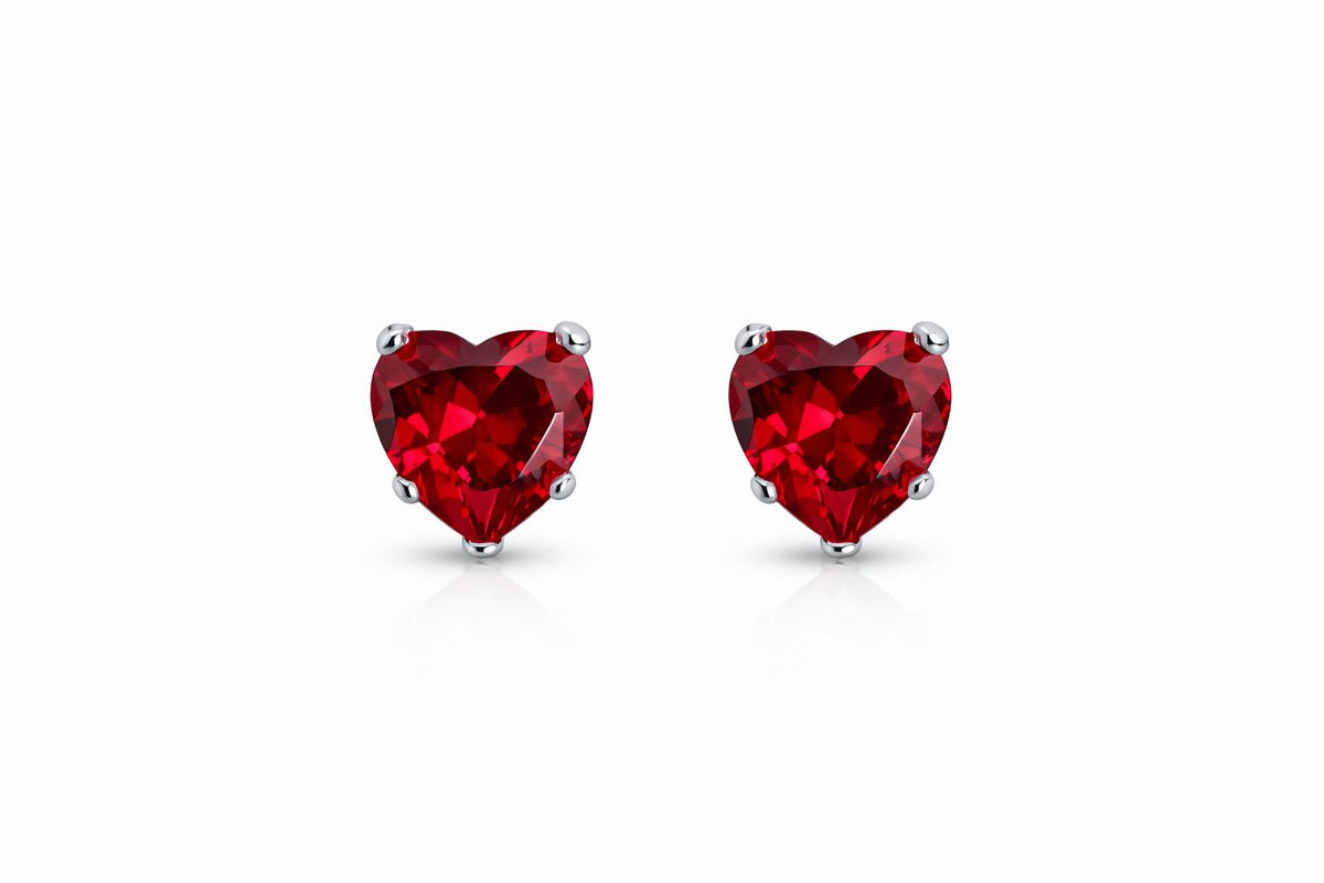 Completely Bella Red Heart Shaped CZ Earrings