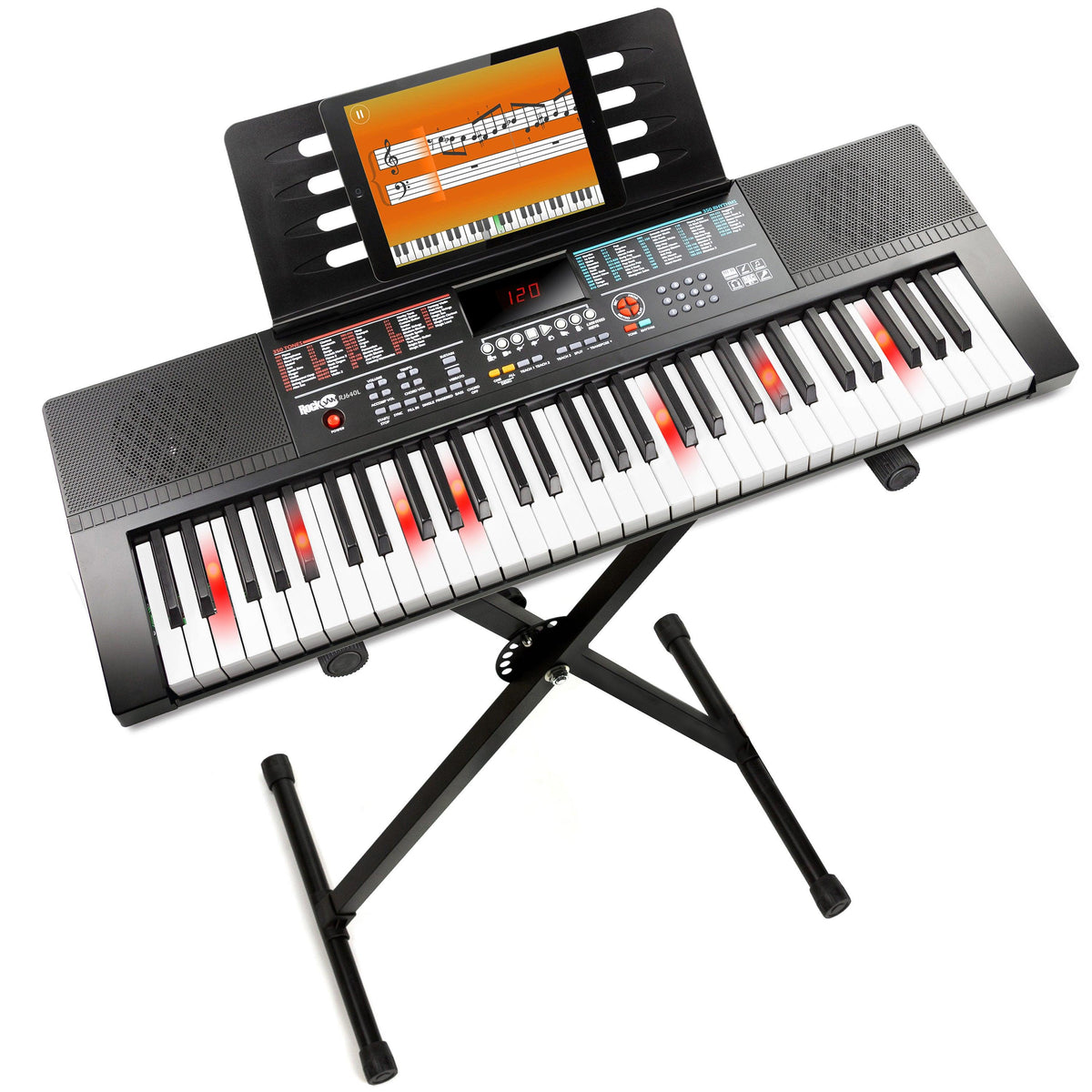 RockJam 61 Key Light Up Keyboard w/ X-Style Stand