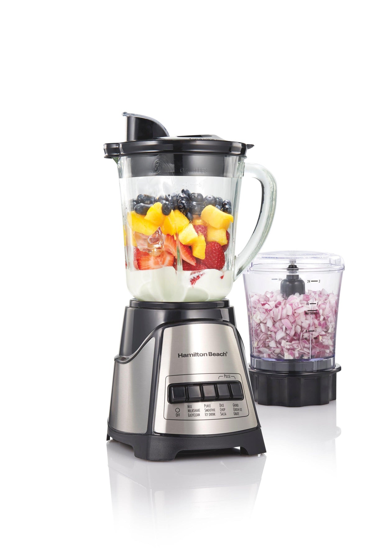 Hamilton Beach 12 Function Glass Blender w/ Chopper Black/Stainless