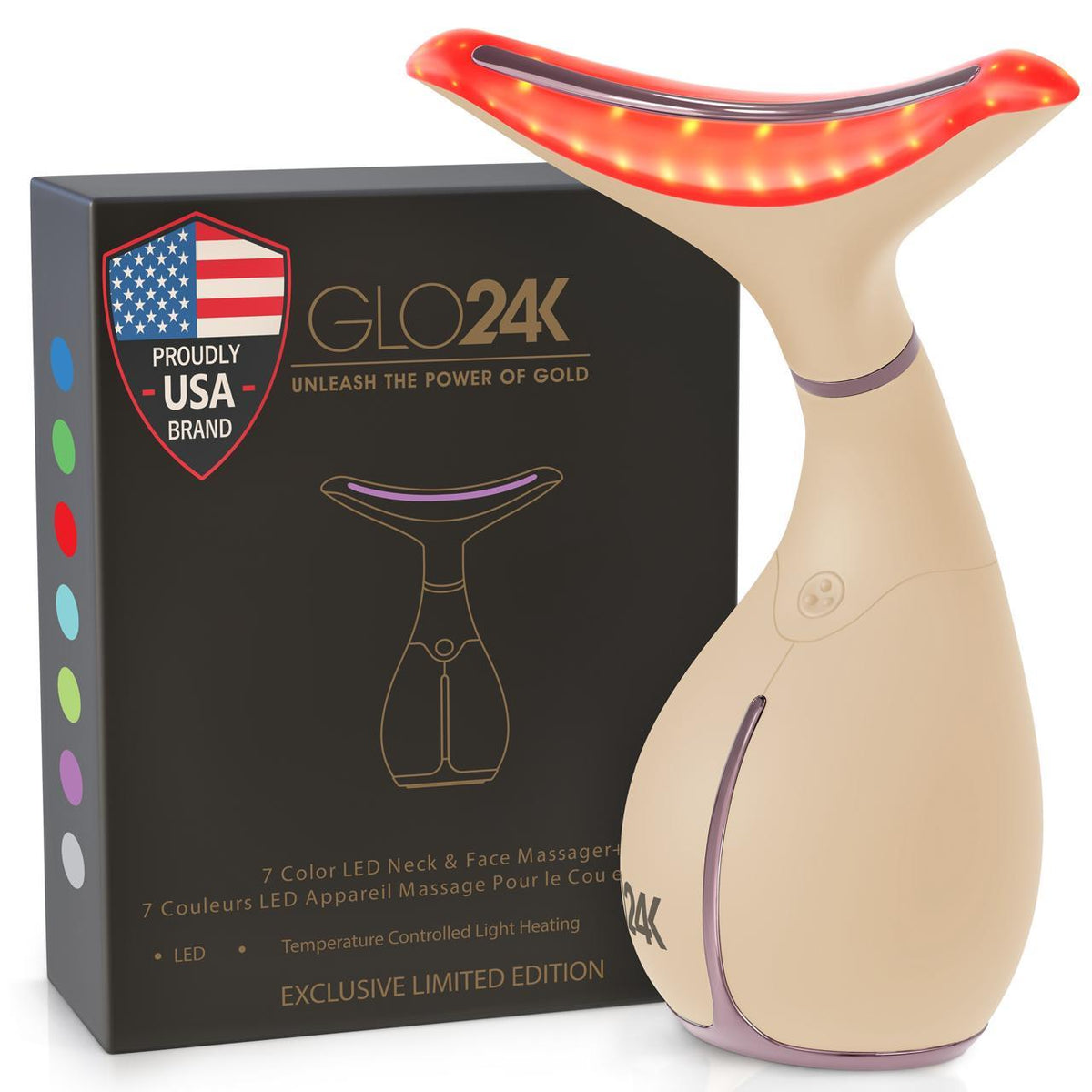 GLO24K 7 Color LED Neck and Face Beauty Device