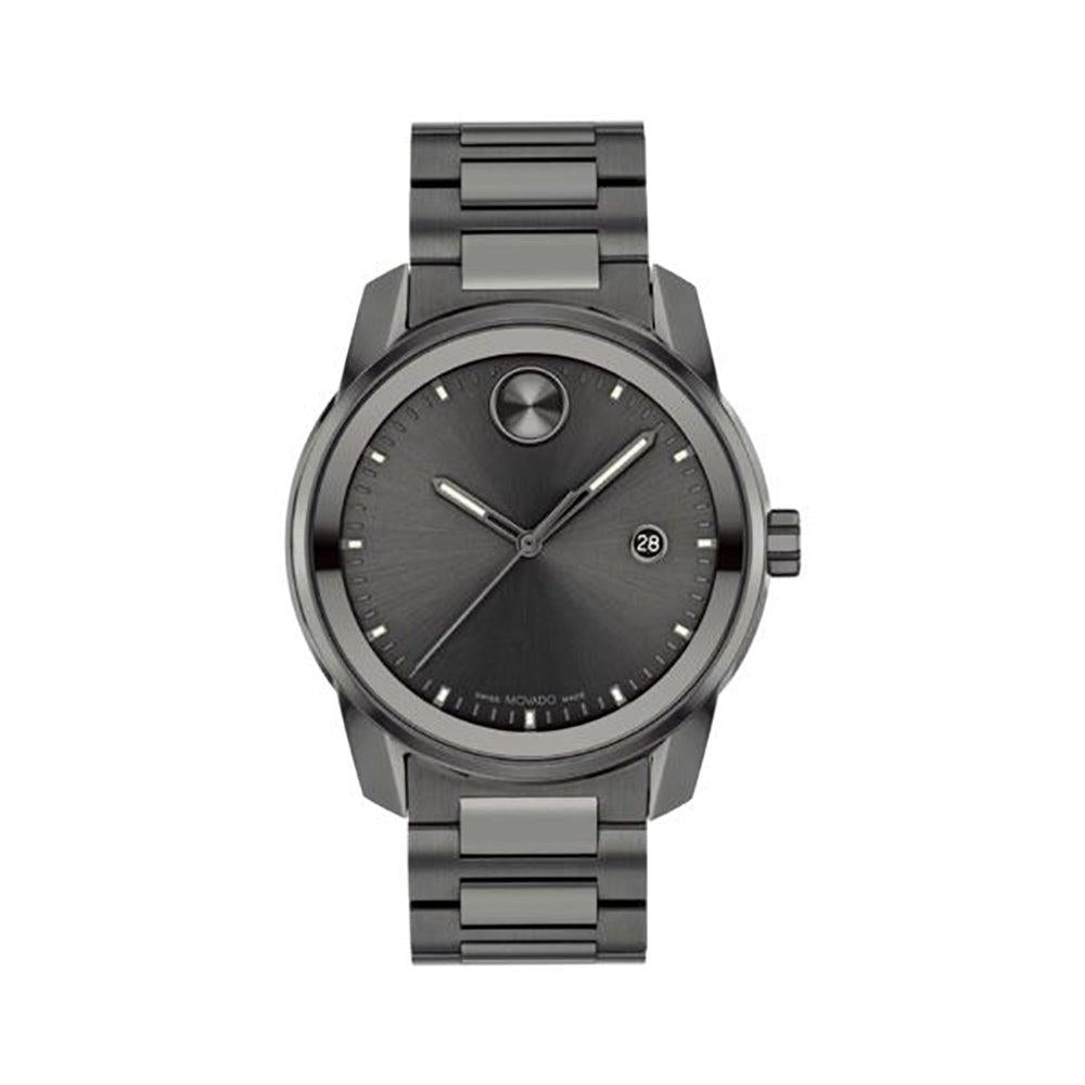 Movado Mens BOLD Verso Gunmetal Ion-Plated Stainless Steel Watch Gunmetal Dial