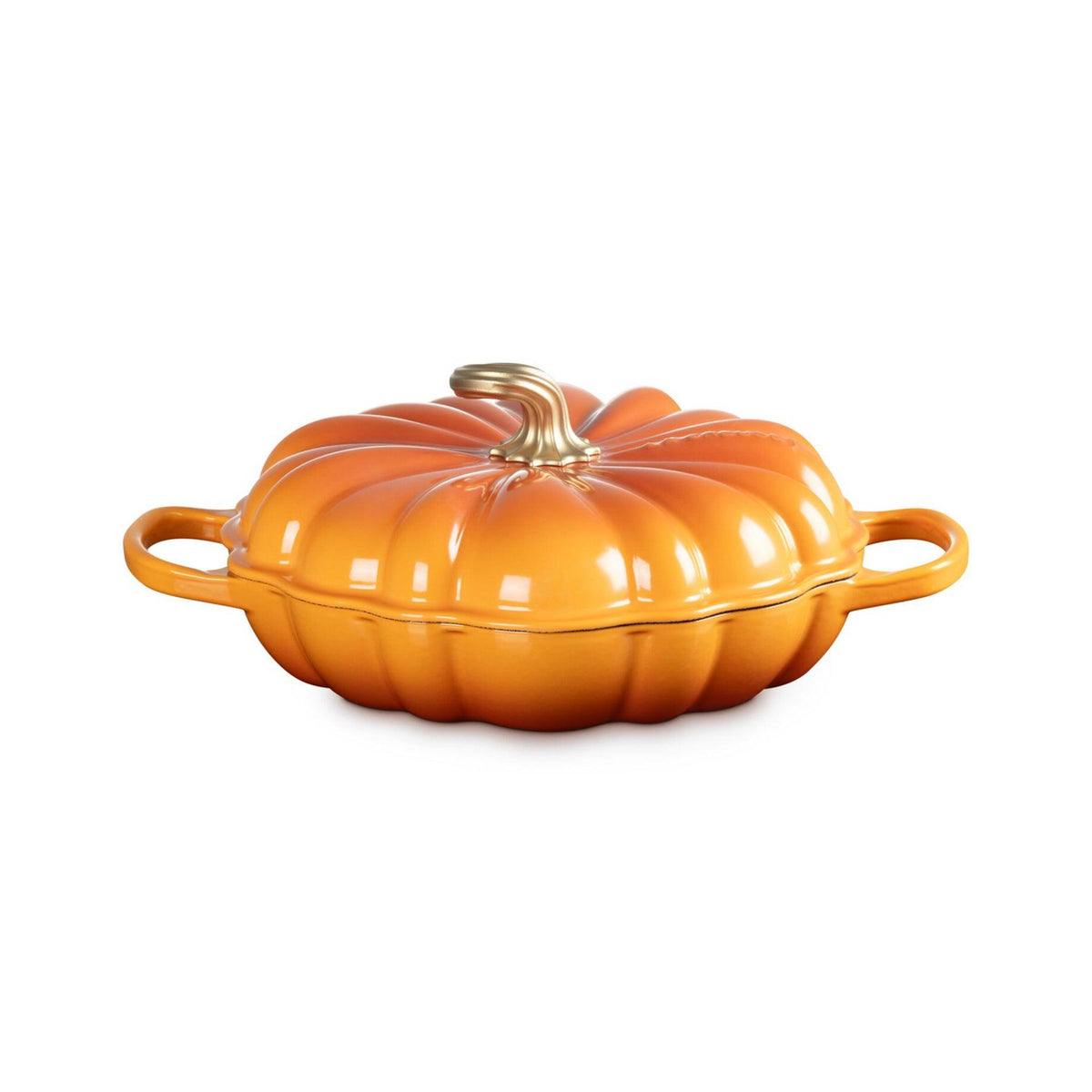 Le Creuset 2.75qt Signature Cast Iron Pumpkin Braiser w/ Gold Stem Lid Persimmon