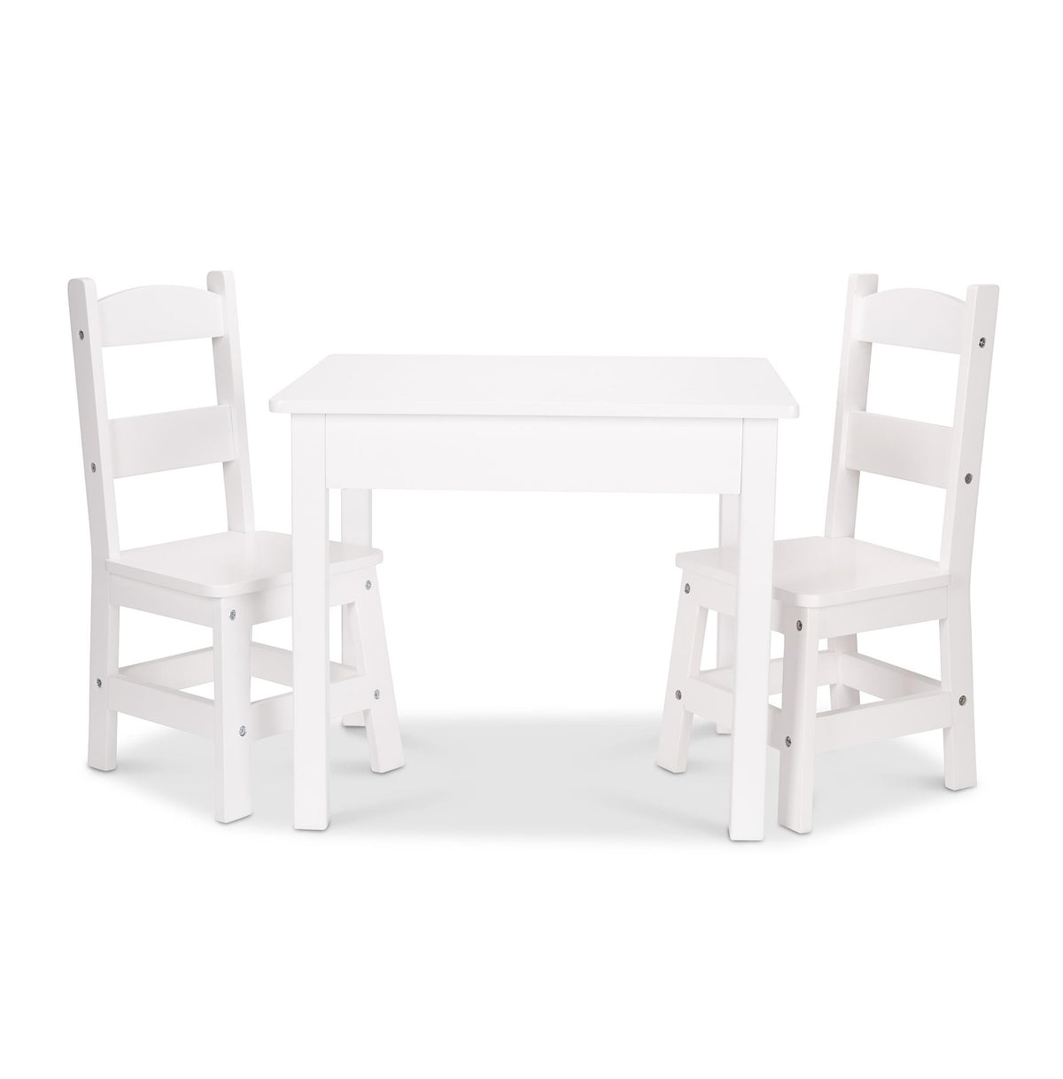 Melissa & Doug 3pc Wooden Table & Chairs Set White - Ages 3-6 Years