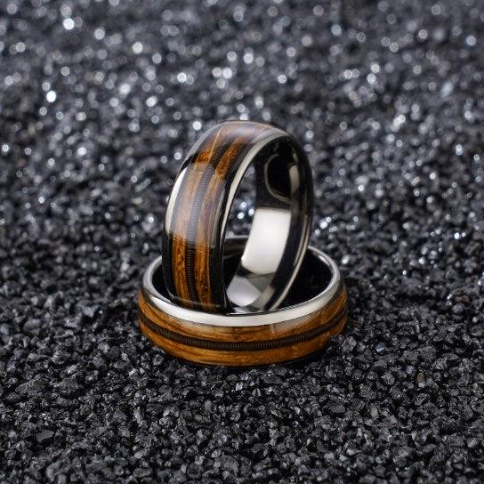 Joycoast Townshend - Tungsten + Whiskey & Guitar String BLACK Ring Size 14