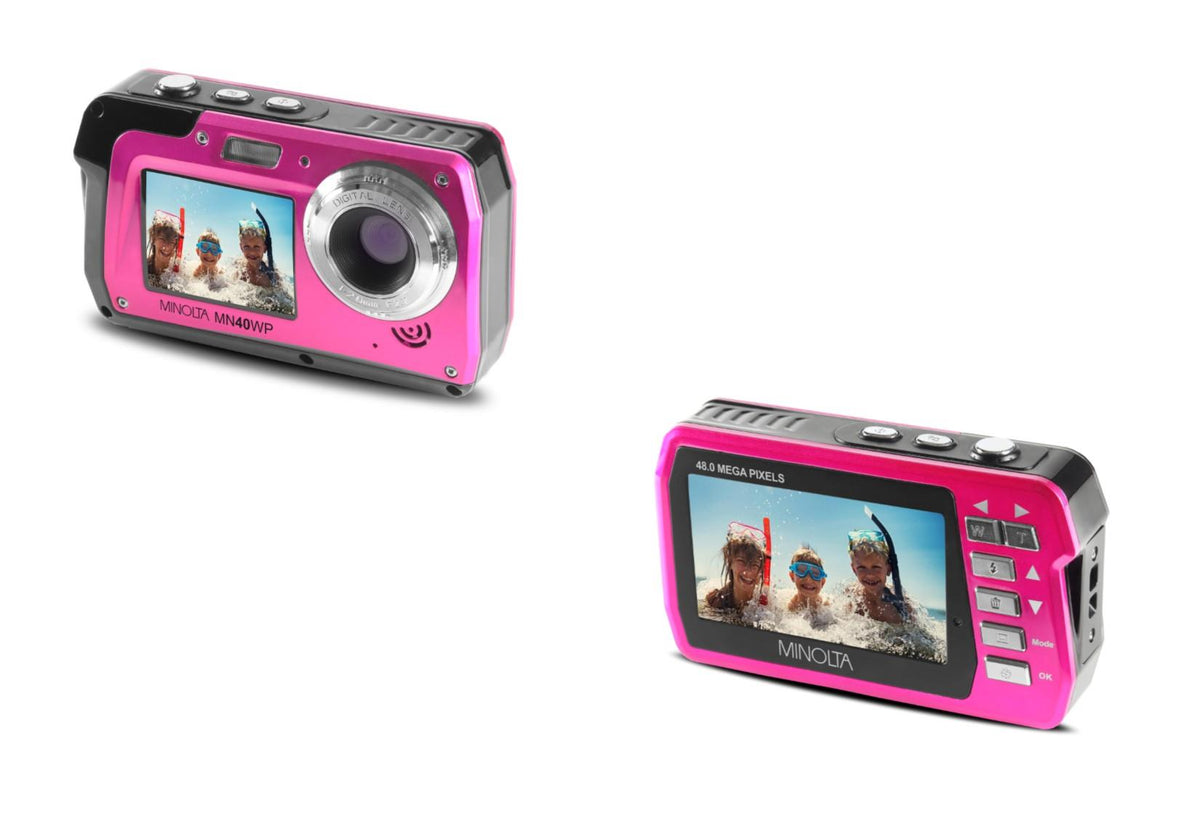 Minolta 48MP Dual Screen Waterproof Digital Camera (Pink)