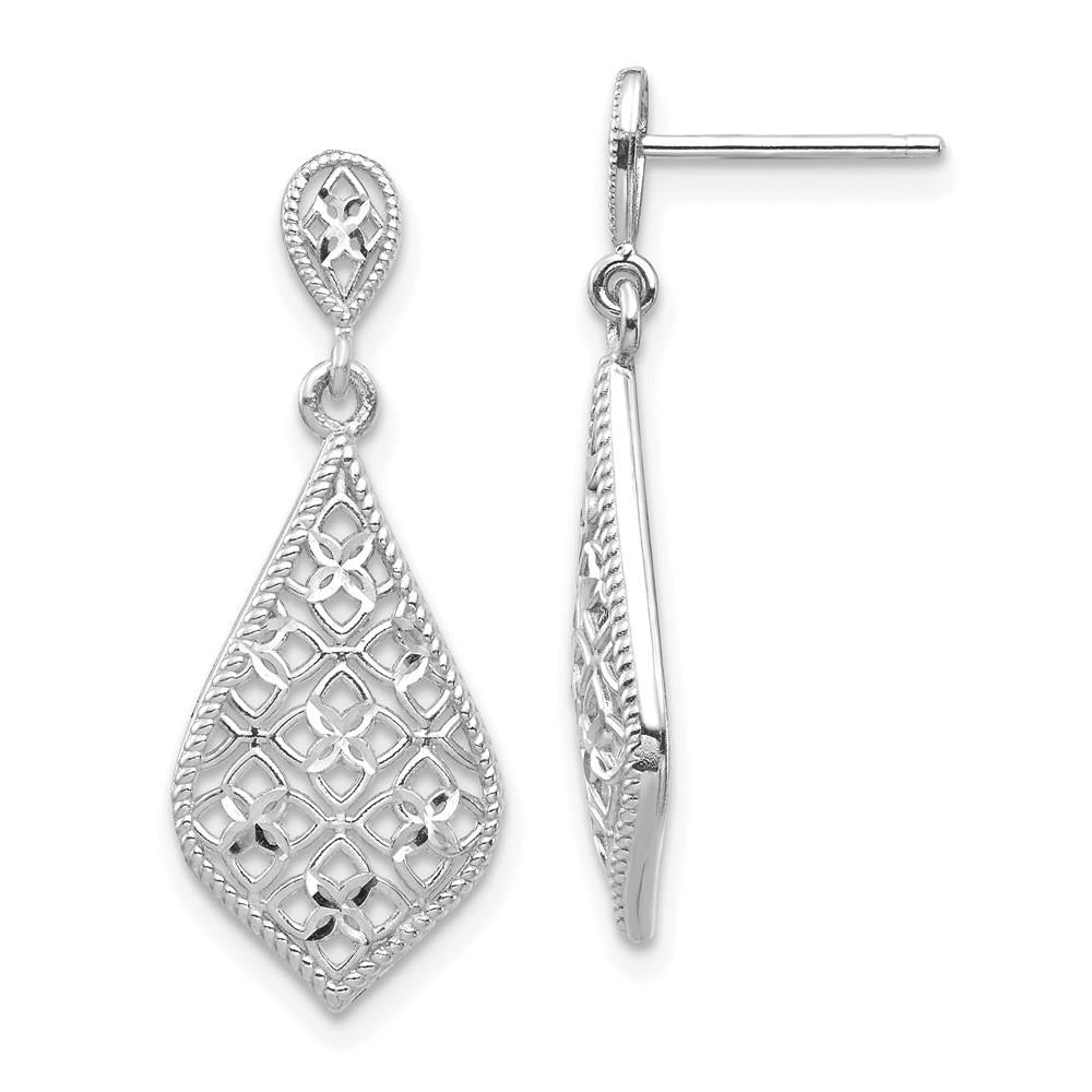 Distinctive 14K White Gold Dangle Earrings