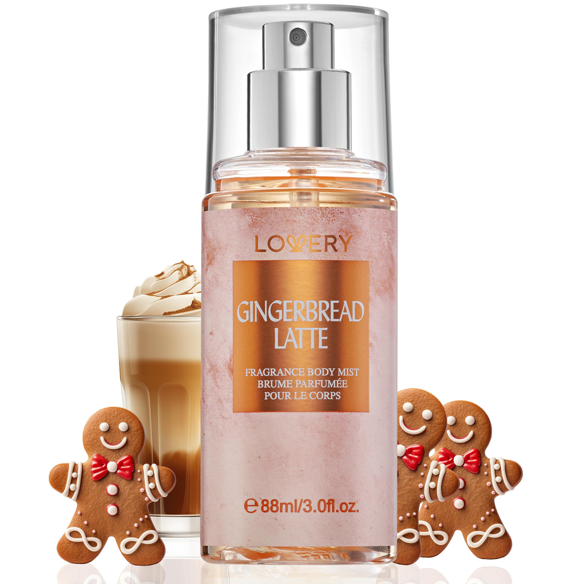 Lovery Gingerbread Latte Body Mist Spray Size 3oz