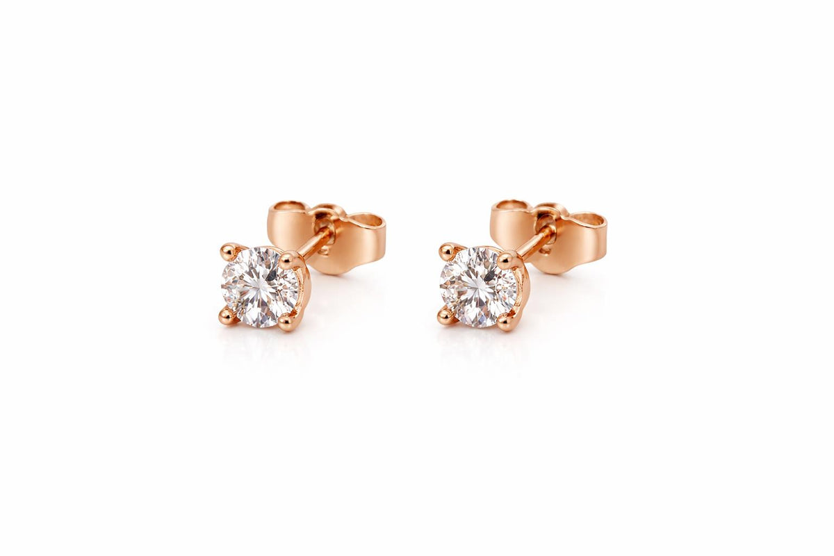 Completely Bella 18K Gold Plated Round CZ Stud Earrings
