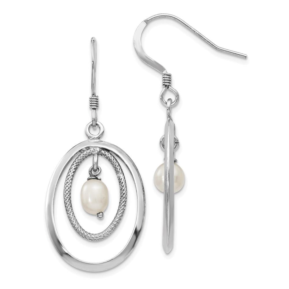 Distinctive Sterling Silver Fresh Water Cultured Pearl Dangle Earrings