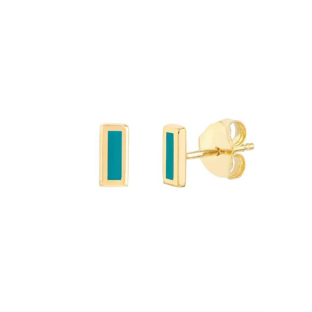HAWLEY ST Turquoise Enamel Staple Stud Earrings