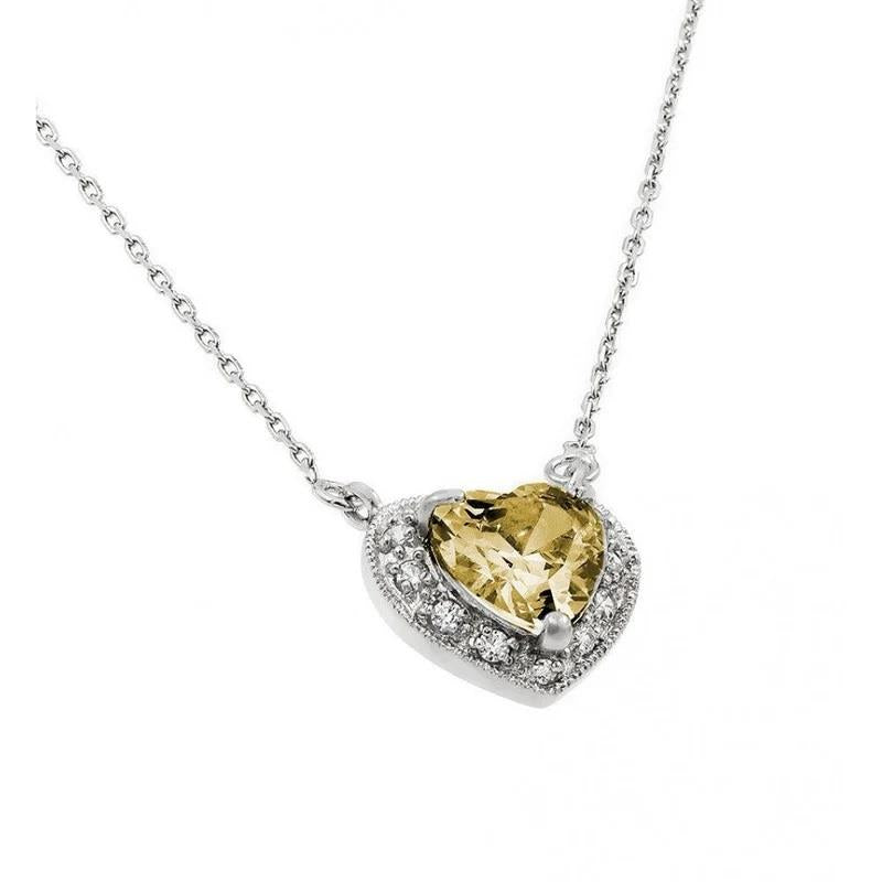 PARIKHS Rhodium Plated CZ Heart November Birthstone Necklace in 925 Sterling Silver