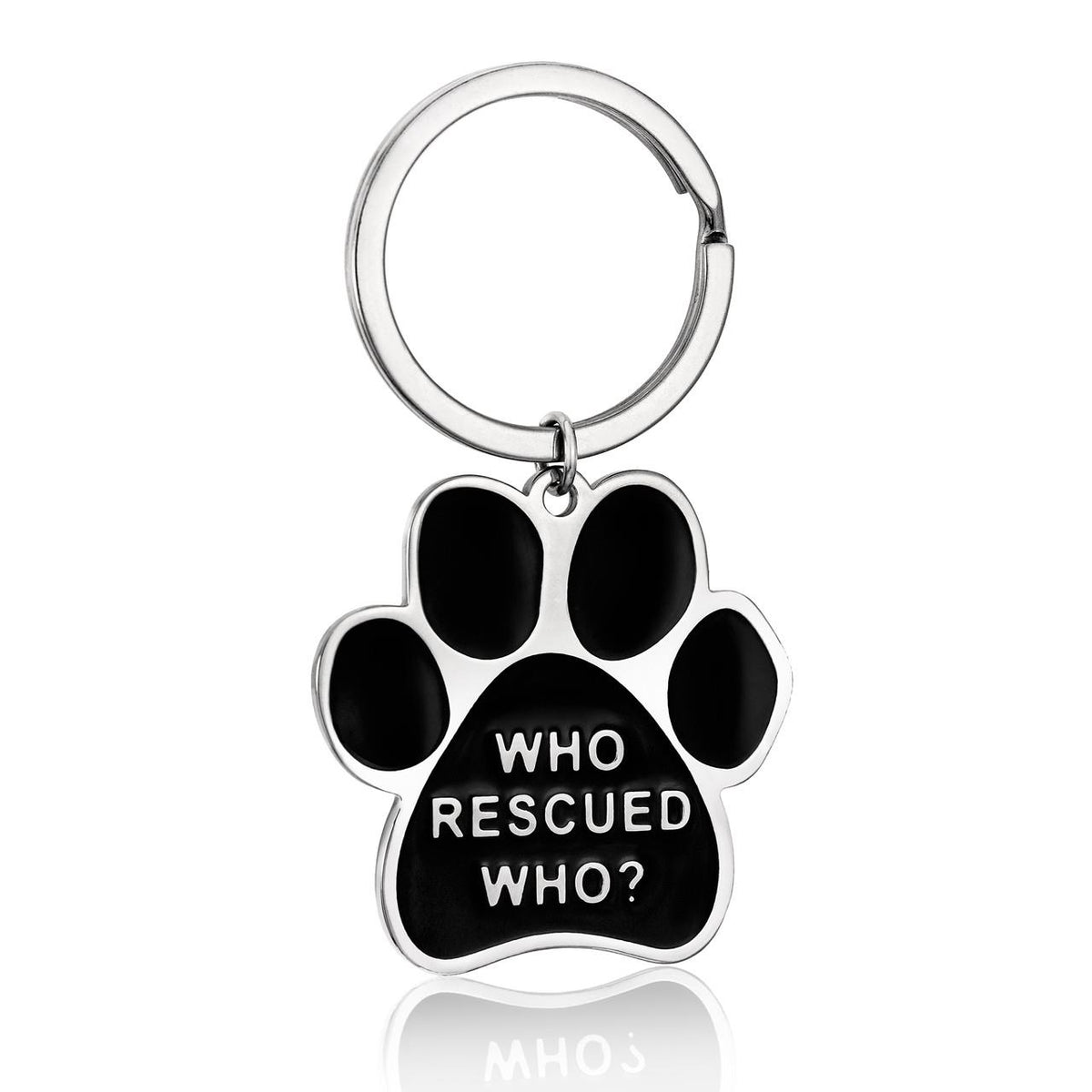 Joyful Sentiments Who Rescued Who Paw Print Keyring
