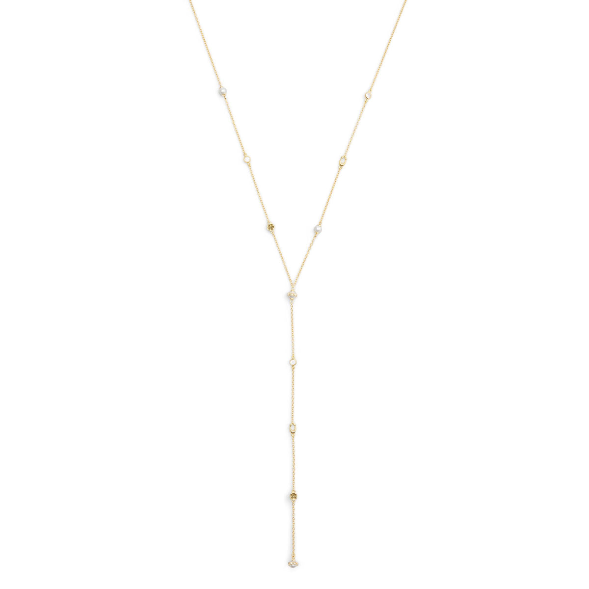 COACH Heritage Charming Charms Pearl Y Necklace - Gold