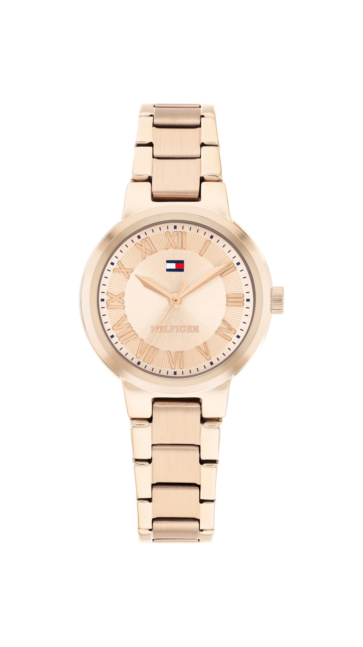 Tommy Hilfiger Ladies. Carnation Gold Plated Case & Bracelet. Carnation Gold Dial