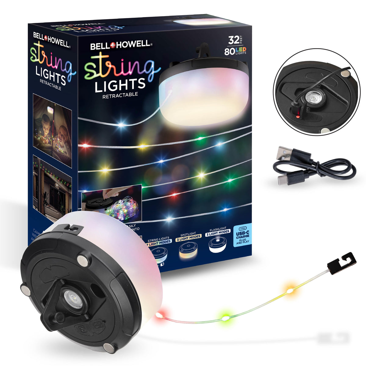 Bell + Howell Solar Retractable RGB String Light