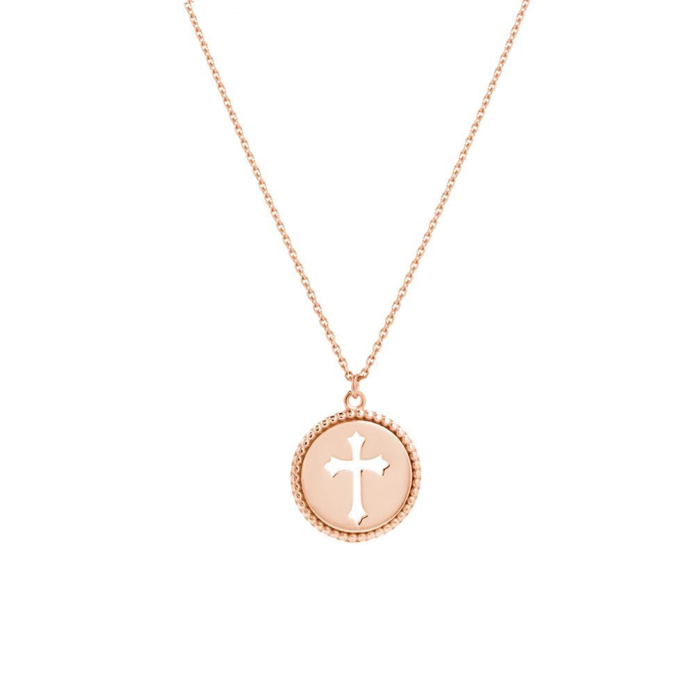 HAWLEY ST Cross Cutout Beaded Medallion 18" Necklace