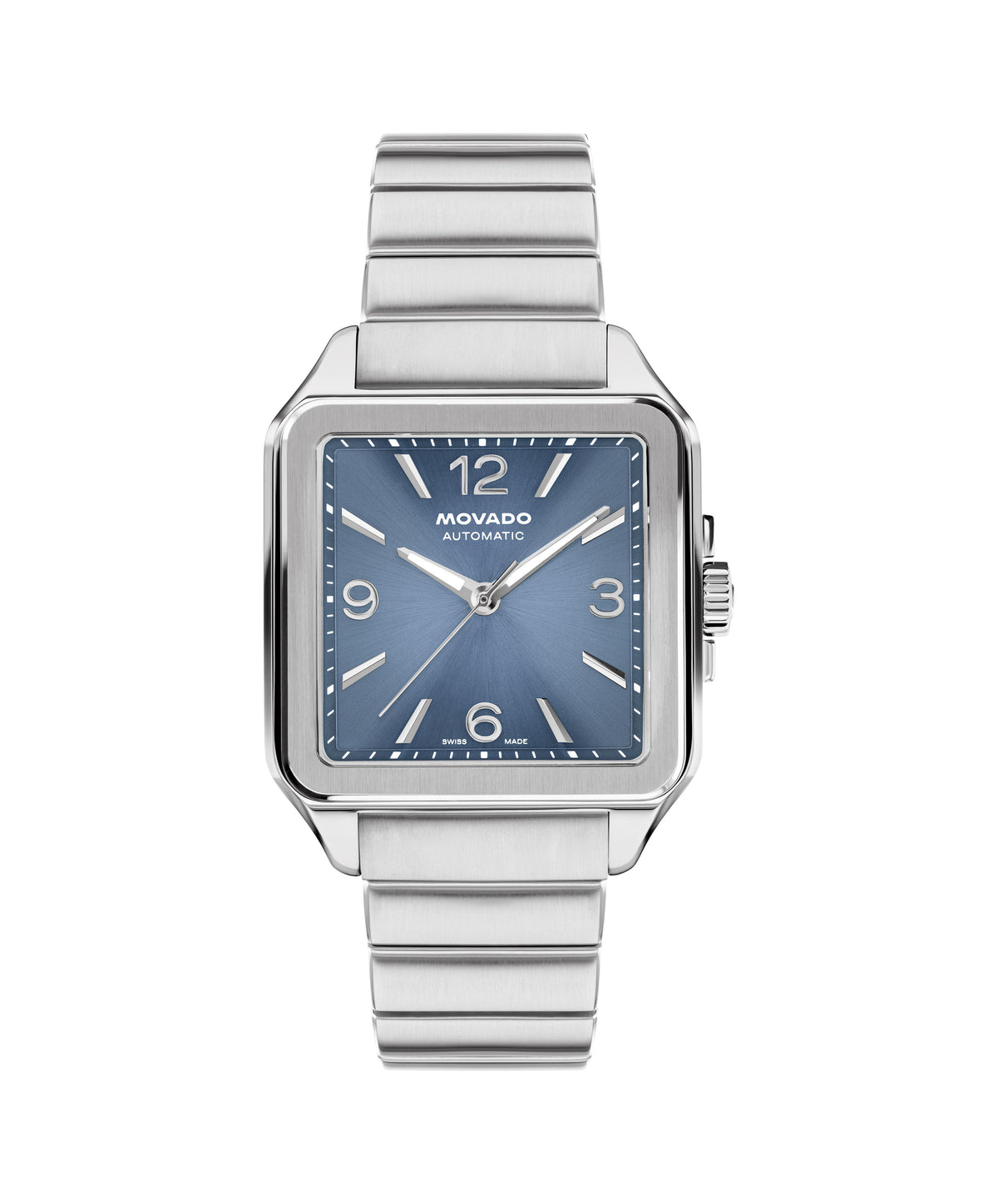 Movado Automatics Heritage 1917 Automatic Gents. Stainless Steel Case & Bracelet. Elemental Blue sunburst Dial.