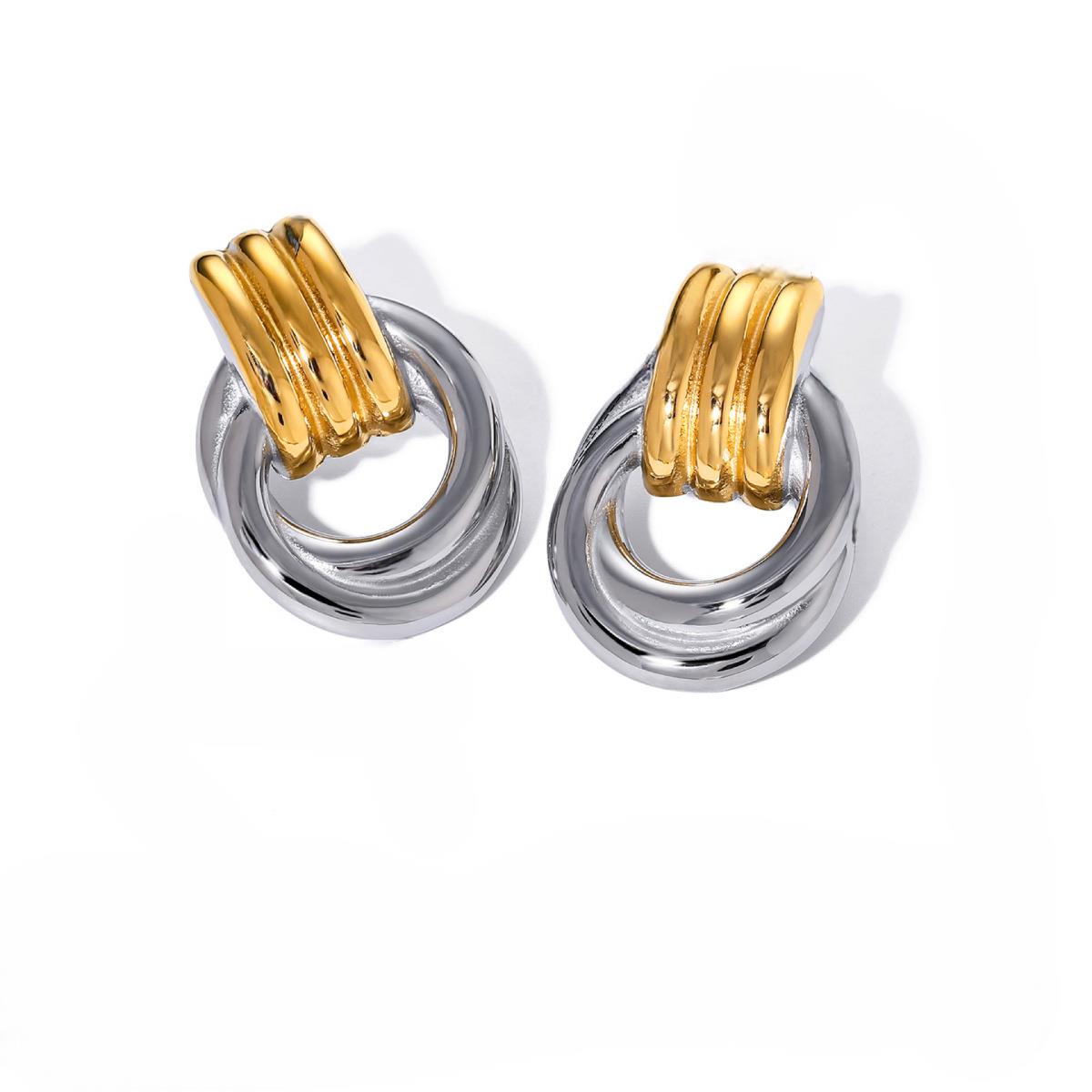 DKD Mixed Metal Hoop Stud Earring