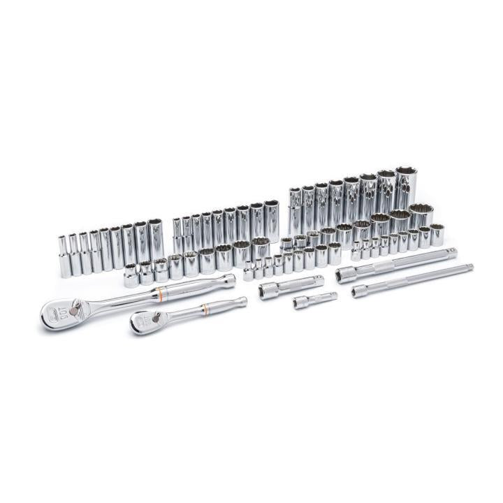 Apex 68 Piece 1/4" & 3/8" Drive 6 & 12 Point Standard and Deep SAE/Metric Mechanics Tool Set