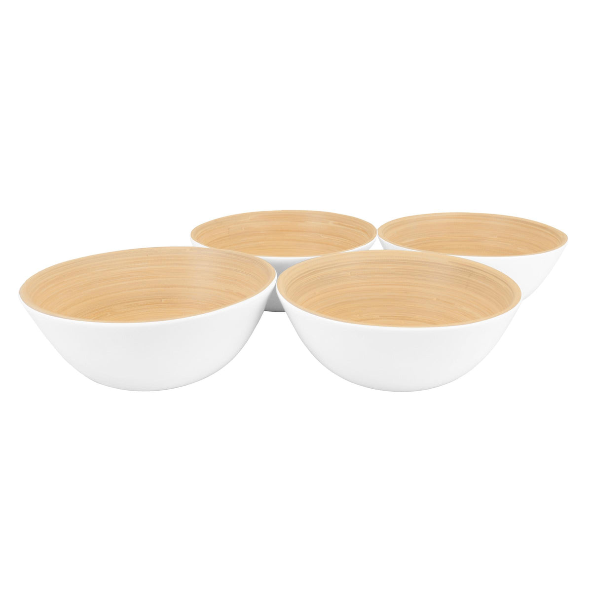 KitchenSupply LEXA - Set of 4 8-Inch Bamboo Salad Bowl - White