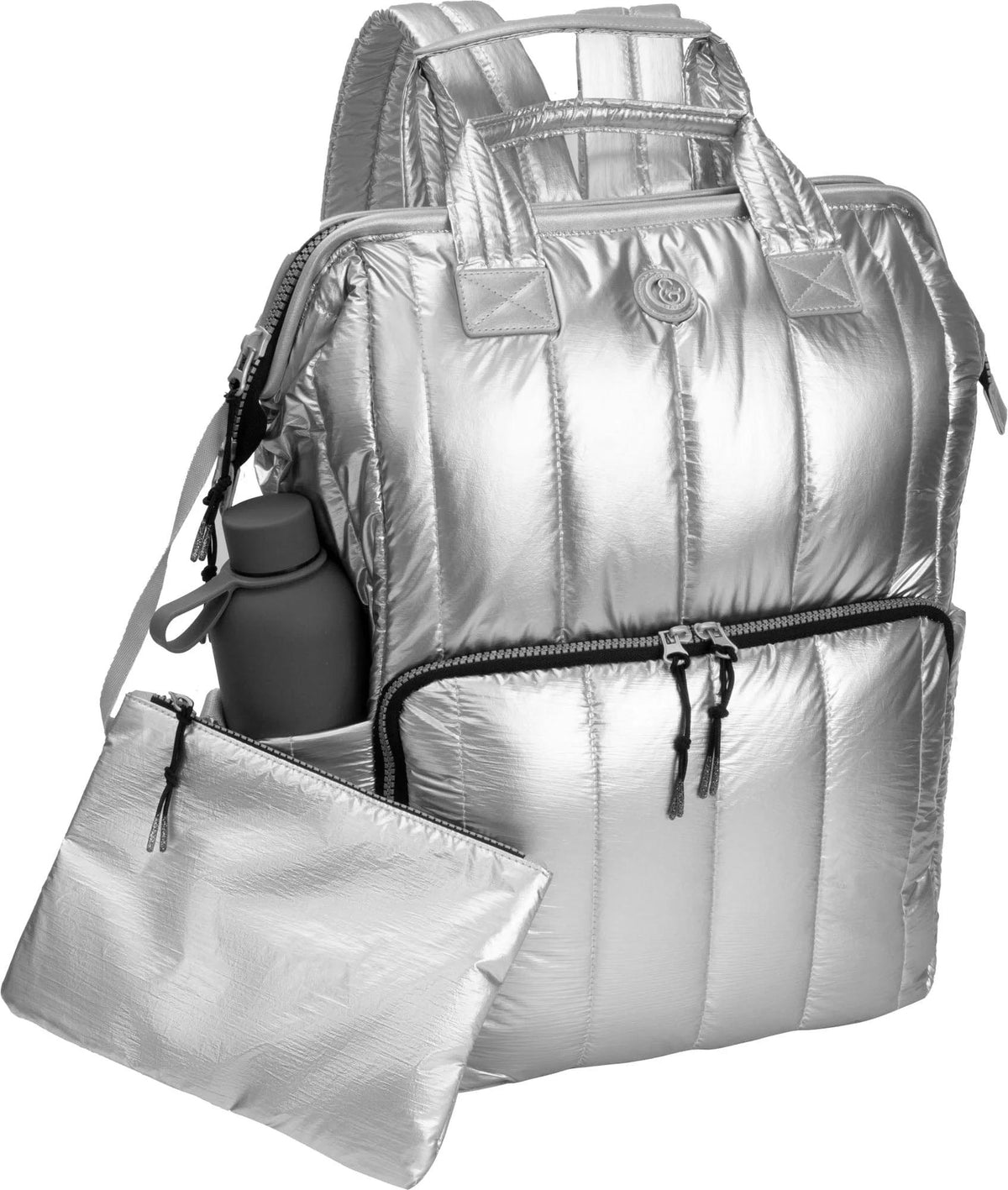 Joan & David Metallic Quilted Backpack Size 18"