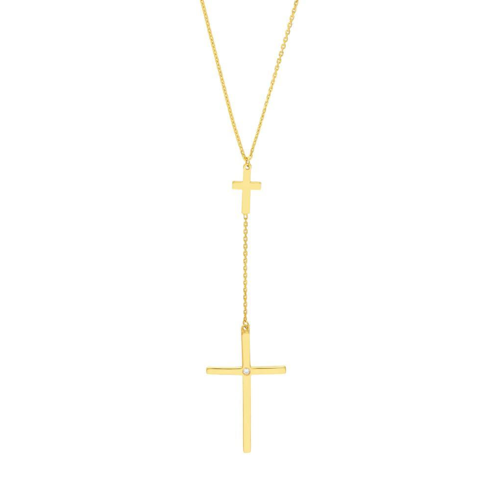 HAWLEY ST 1pt Diamond Cross Duo Adjustable 18" Necklace