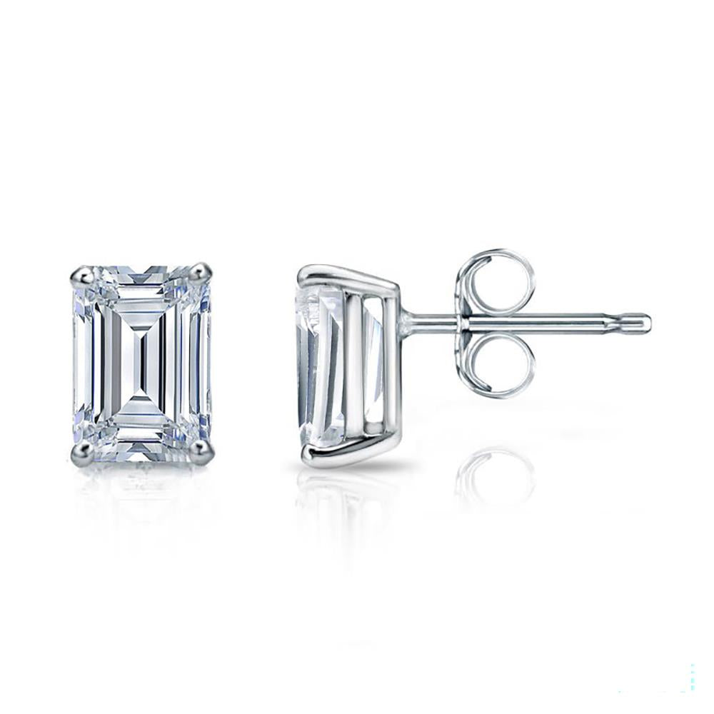 Prestige Boutique Diamonds Emerald Solitaire Stud Earrings Size 0.50TCW
