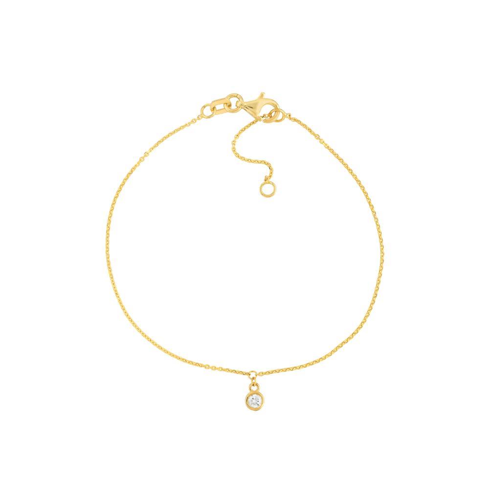HAWLEY ST Bezel Set Diamond Charm 7.5" Bracelet