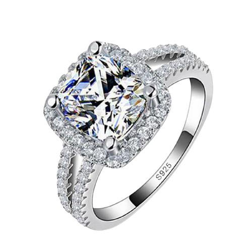 Completely Bella Latonia Cabella Sterling Silver 4 Ct. Cushion Cut CZ Split Shank Engagement Ring